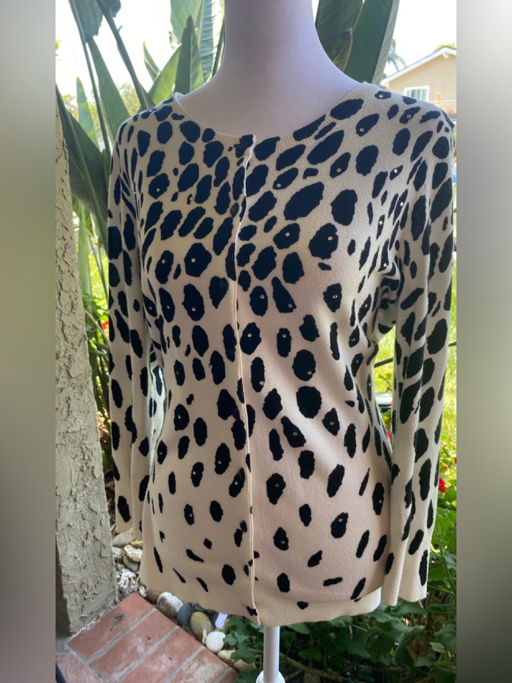 Cyrus Pink and Black Leopard Print Sweater Top with